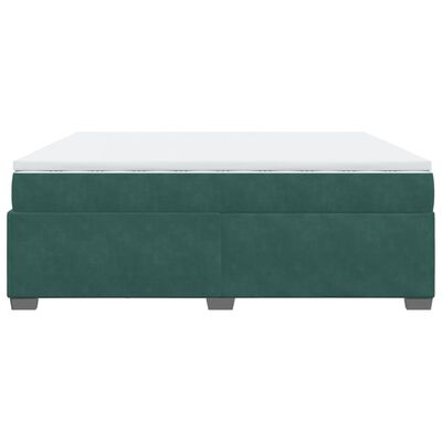 vidaXL Cama com molas/colchão 200x200 cm veludo verde-escuro