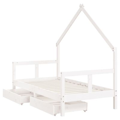 vidaXL Estrutura cama infantil c/ gavetas 80x160cm pinho maciço branco