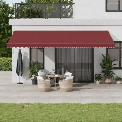 vidaXL Toldo retrátil manual 600x350 cm bordô