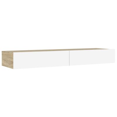 vidaXL Móvel de TV com luzes LED 120x35x15,5 cm branco/carvalho sonoma