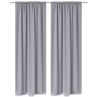2 pcs cortinas opacas com barra de franzir 135 x 245 cm cinzento