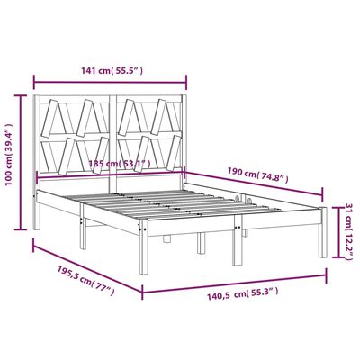 vidaXL Estrutura de cama dupla 4FT6 135x190 cm madeira de pinho maciça