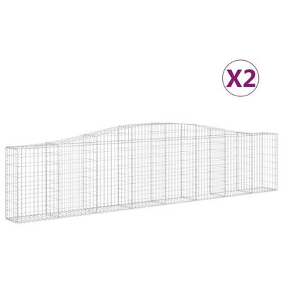 vidaXL Cestos gabião arqueados 2 pcs 400x30x80/100cm ferro galvanizado