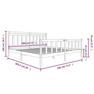 vidaXL Estrutura de cama 180x200 cm super king madeira maciça