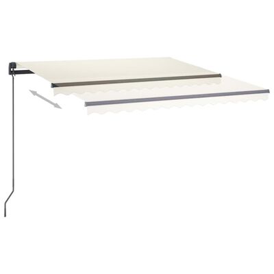 vidaXL Toldo retrátil manual com LED 3,5x2,5 m cor creme