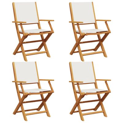 vidaXL Cadeiras de jardim dobráveis 4 pcs tecido/madeira branco nata