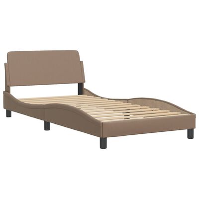 vidaXL Cama com colchão 100x200 cm couro artificial cappuccino