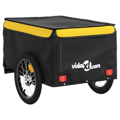 vidaXL Reboque para bicicleta 45 kg ferro preto e amarelo