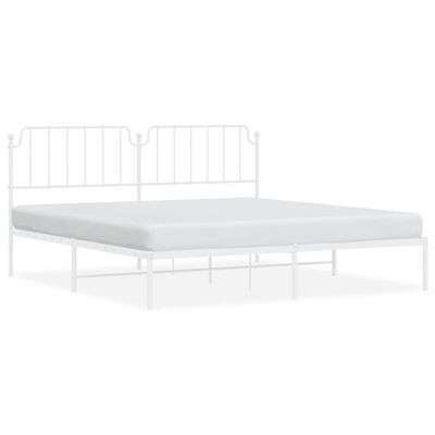 vidaXL Estrutura de cama com cabeceira 193x203 cm metal branco