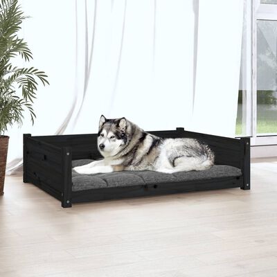 vidaXL Cama para cães 105,5x75,5x28 cm madeira de pinho maciça preto