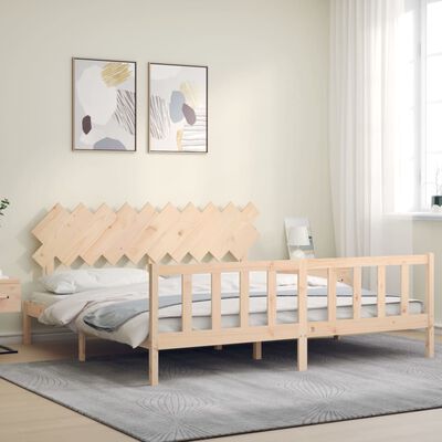 vidaXL Estrutura de cama com cabeceira 200x200 cm madeira maciça