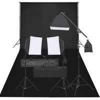 vidaXL Kit de estúdio fotográfico com conjunto de iluminação e fundo