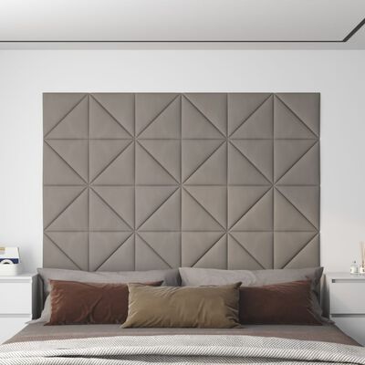 vidaXL Painel de parede 12 pcs 30x30 cm veludo 0,54 m² cinza-claro