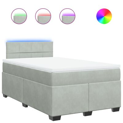 vidaXL Cama boxspring com colchão 120x190 cm veludo cinzento-claro