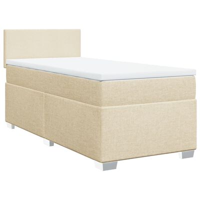 vidaXL Cama com molas/colchão 100x200 cm tecido cor creme