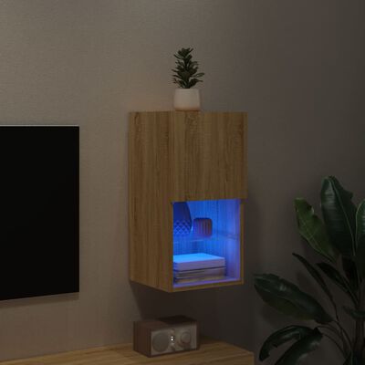 vidaXL Móvel de TV com luzes LED 30,5x30x60 cm carvalho sonoma