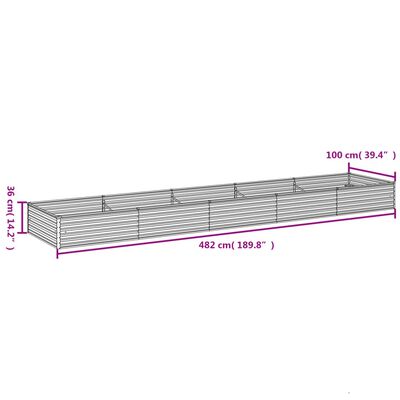 vidaXL Canteiro elevado de jardim 482x100x36 cm aço corten