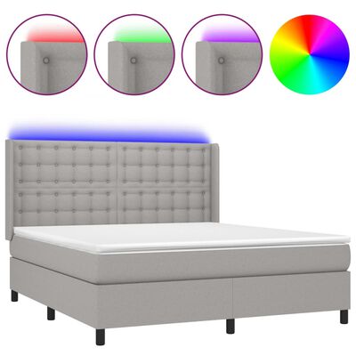 vidaXL Cama box spring c/ colchão e LED 160x200 cm tecido cinza-claro