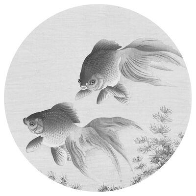 WallArt Papel de parede circular "Two Goldfish" 142,5 cm