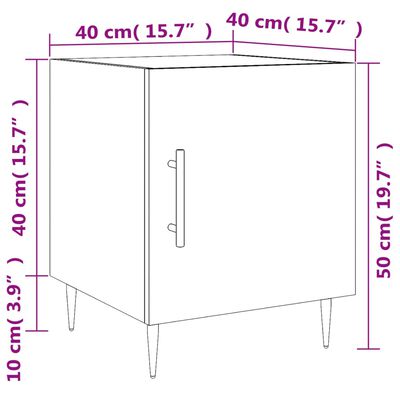 vidaXL Mesa cabeceira 2pcs 40x40x50cm deriv. madeira carvalho sonoma