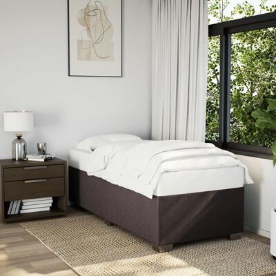 vidaXL Cama com molas/colchão 100x200 cm tecido castanho-escuro