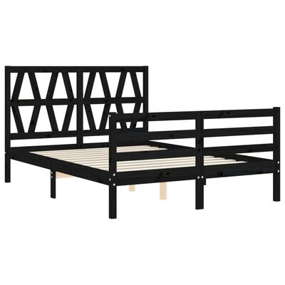 vidaXL Estrutura de cama com cabeceira 120x200cm madeira maciçao preto