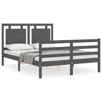 vidaXL Estrutura de cama com cabeceira 140x190 cm madeira maciça cinza