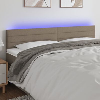 vidaXL Cabeceira cama luzes LED tecido 200x5x78/88cm cinza-acastanhado