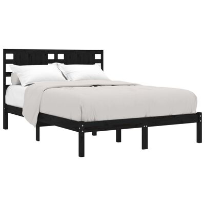 vidaXL Estrutura de cama 200x200 cm pinho maciço preto