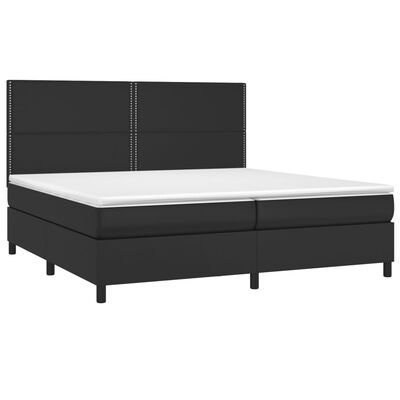 vidaXL Cama box spring c/ colchão/LED 200x200cm couro artificial preto