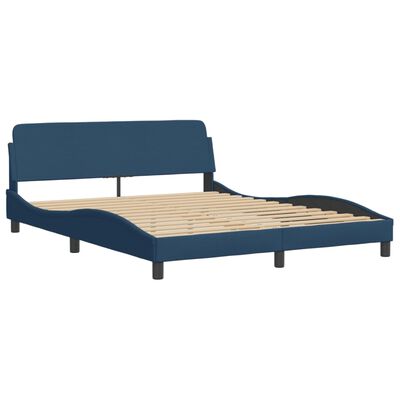 vidaXL Estrutura de cama c/ luzes LED 160x200 cm tecido azul