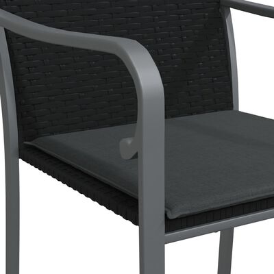 vidaXL Cadeiras jardim c/ almofadões 4pcs 56x59x84 cm vime PE preto