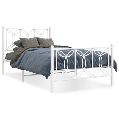 vidaXL Estrutura de cama com cabeceira e pés 100x200 cm metal branco