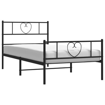 vidaXL Estrutura de cama com cabeceira e pés 100x200 cm metal preto