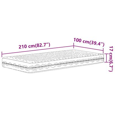 vidaXL Colchão de espuma 100x210 cm dureza H2 H3 branco