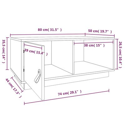 vidaXL Mesa de centro 80x80x35,5 cm madeira de pinho maciça