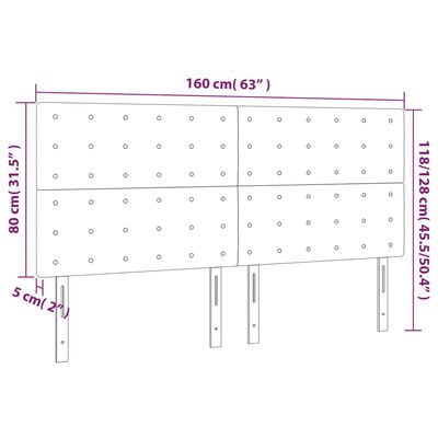 vidaXL Cabeceira de cama 4 pcs tecido 80x5x78/88 cm cinzento-claro