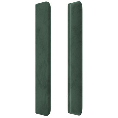 vidaXL Cabeceira cama c/ luzes LED veludo 83x16x118/128cm verde-escuro