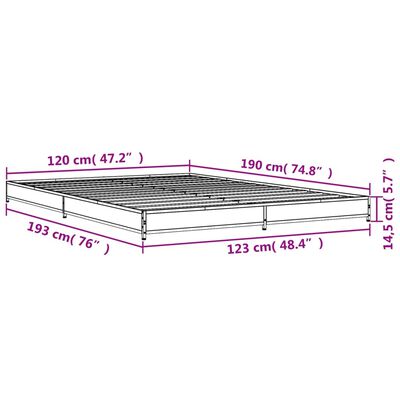 vidaXL Estrutura de cama 120x190 cm derivados madeira/metal