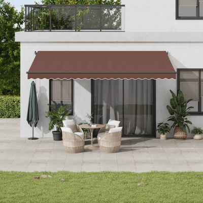 vidaXL Toldo retrátil manual com luzes LED 500x350 cm castanho