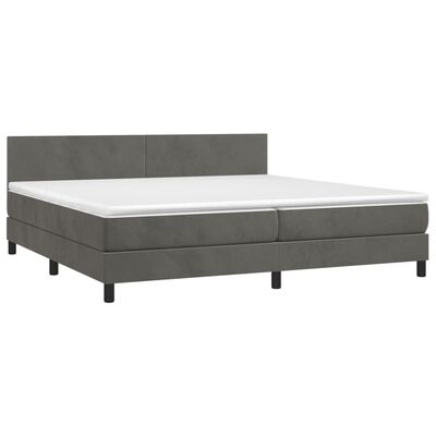 vidaXL Cama box spring c/ colchão/LED 200x200cm veludo cinzento-escuro