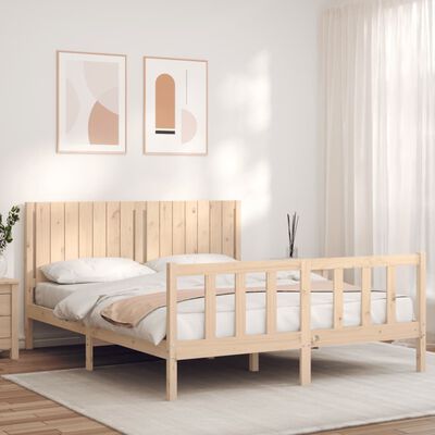 vidaXL Estrutura de cama com cabeceira 160x200 cm madeira maciça