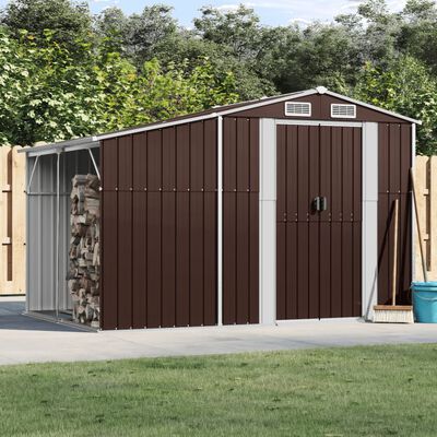 vidaXL Abrigo de jardim 277x192,5x179 cm aço galvanizado castanho