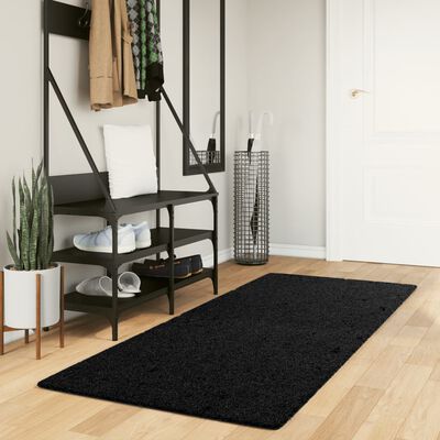 vidaXL Tapete shaggy de pelo alto PAMPLONA 80x200 cm preto