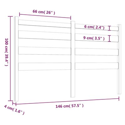 vidaXL Cabeceira de cama 146x4x100 cm pinho maciço