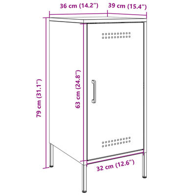 vidaXL Aparador 36x39x79 cm aço laminado a frio branco