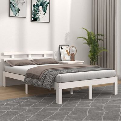 vidaXL Estrutura de cama 200x200 cm madeira maciça branco