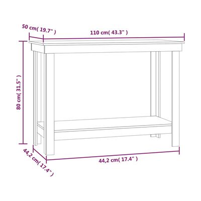 vidaXL Banco de trabalho 110x50x80 cm pinho maciço castanho mel