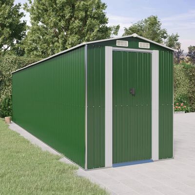 vidaXL Abrigo de jardim 192x772x223 cm aço galvanizado verde