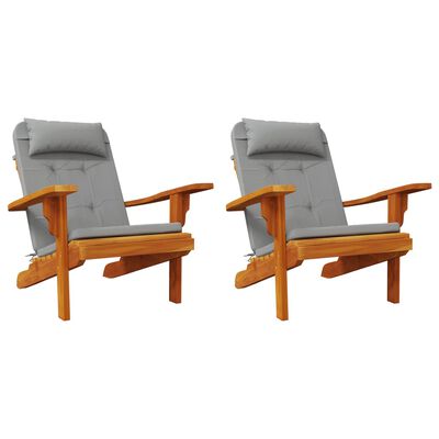 vidaXL Almofadões p/ cadeira adirondack 2 pcs tecido oxford cinzento